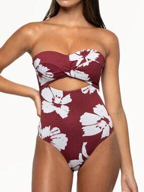 NEW! Nip Tuck Swim🍒 Berry🍒 Floral Twist Bandeau One Piece